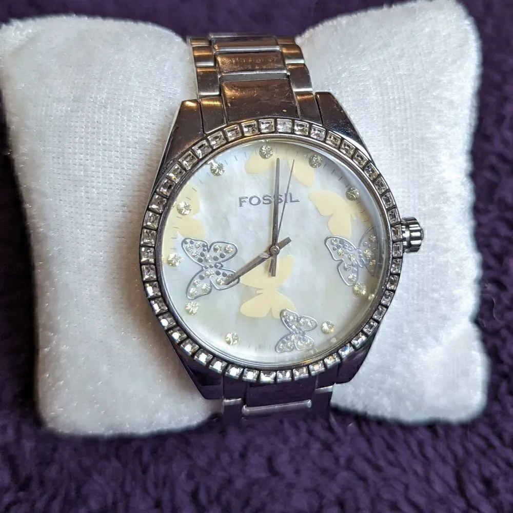RARE butterfly fossil boyfriend watch